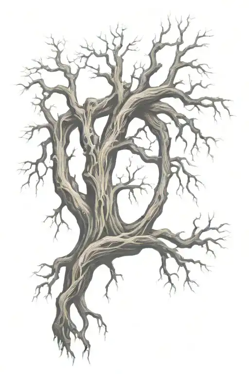 Big Tree With Long Roots Reaching Deep