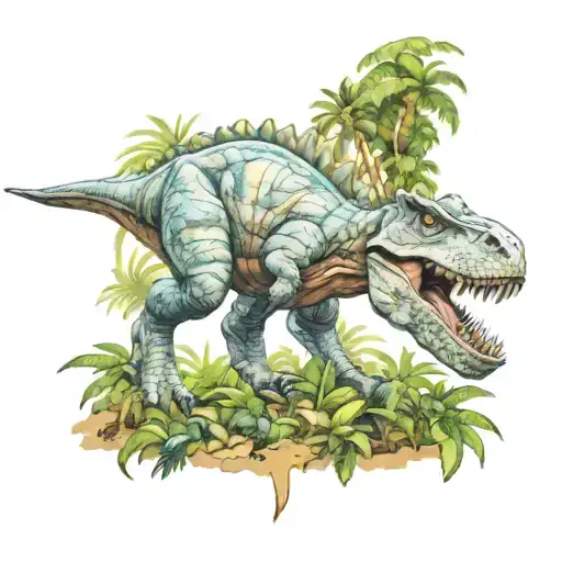 Dinosaur In Jungle Background