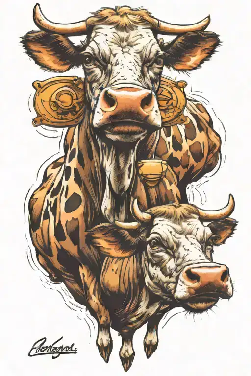 Two Headed Cow With Ufo Abducting