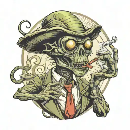 Alien Smoking A Pipe