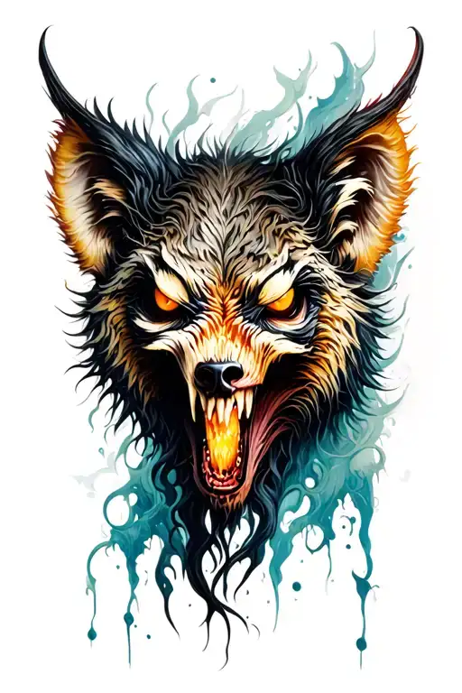 A Horror Wild Animal Tattoo Suitable For Back Palm