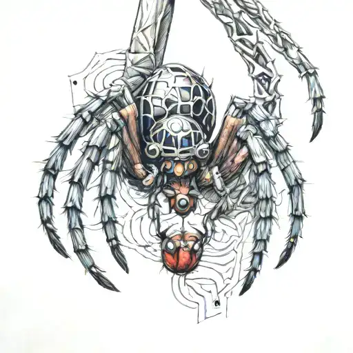 Spider Hanging Upside Down From Ear Holding The Number 5