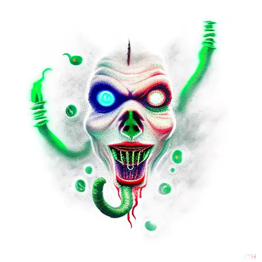 Shadow Demon With Glowing Green Mouth