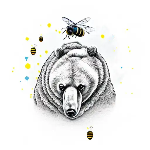Bee Keeper Logo With Bear And Tree