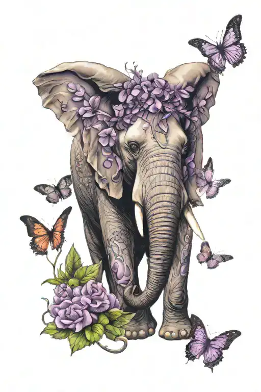 Elephant With Purple Butterfly Ears With Lupus Butterfly Warrior