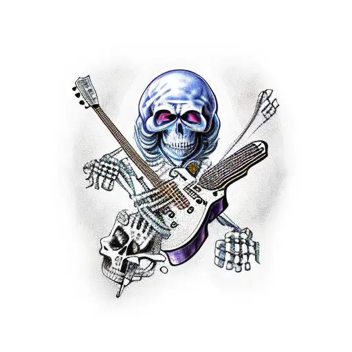 Guitar With Skeletor And Alemannic Symbols