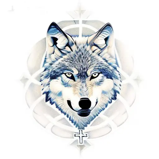 Wolf Defending Orthodox Cross