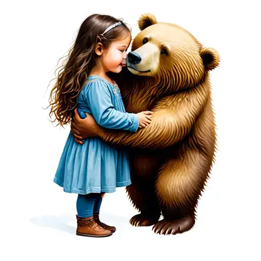Bear Hugging A Little Girl