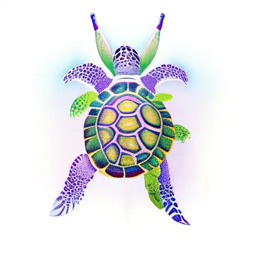 Turtle With Orchids Around It