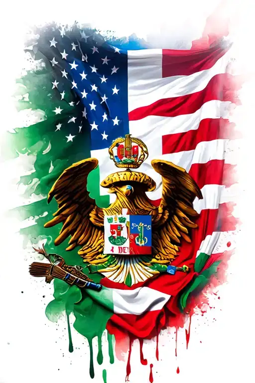 Italian Flag With American Flag Incorporated