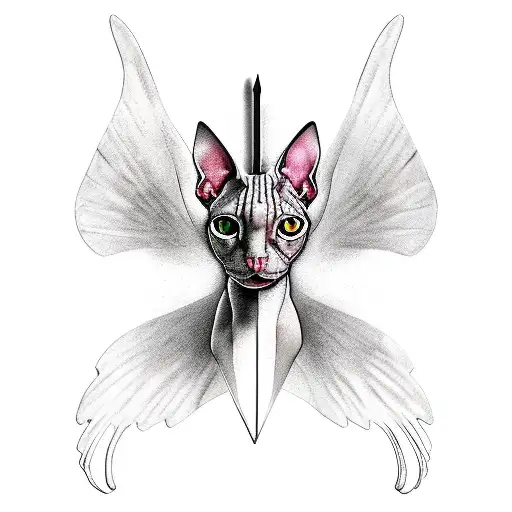 Sphynx Cat With Bat Wings