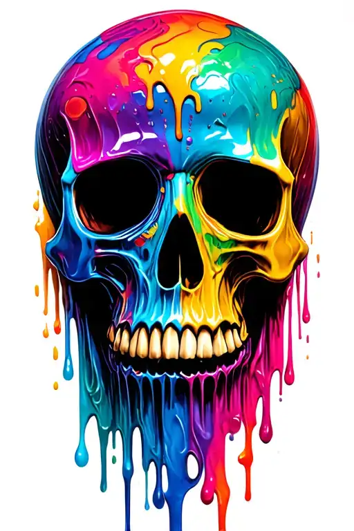 Colorful Skull Melting Like Wax Dripping