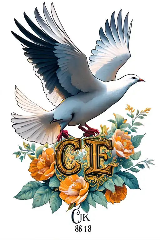 Dove Flying With Mates Initials Cje Who Passed Away With Birth Date And Passing Away Date 86-18