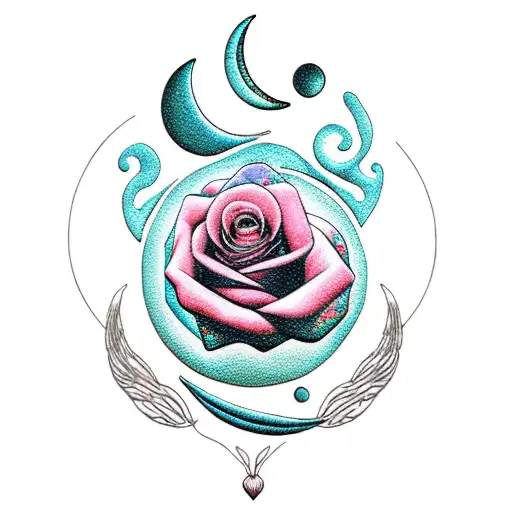 Cat Playing With Moon In A Rose Garden