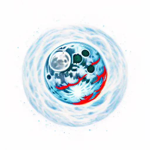 8 And K Letter With Red Flames On Moon