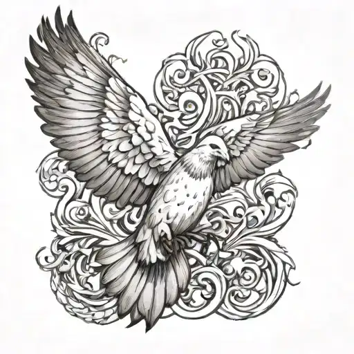 Dove With Fire Flames Arm Sleeve