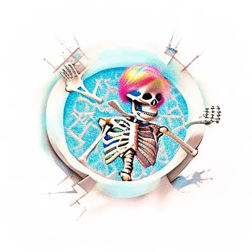 Skeleton Guitarist With Dancing Girl Spanish Style