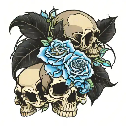 Skull With Roses Stained Glass Window