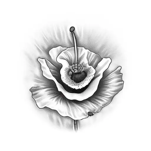 Spine Tattoo Of A Poppy Flower Taken Into The Darkness