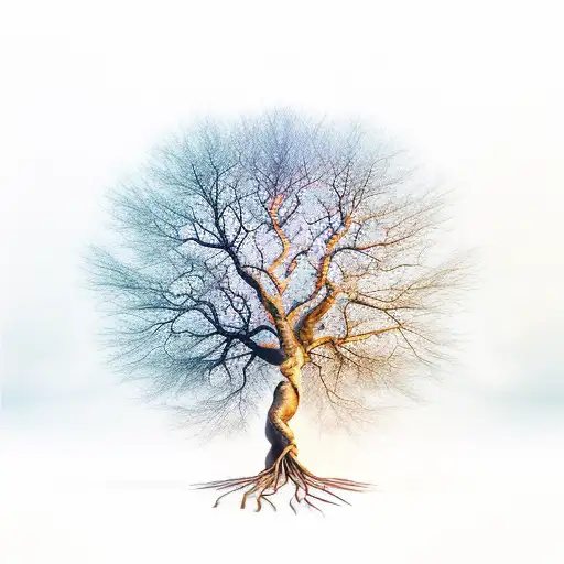 A Tree Reaching Towards The Heavens With Roots Extending Into The Depths Of Hell