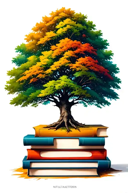 Tree And Stack Of Books