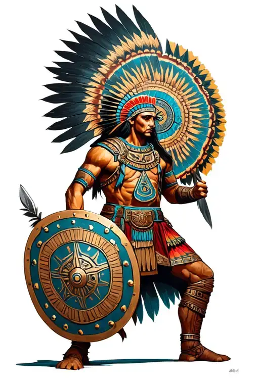 Aztec Warrior Wielding Shield
