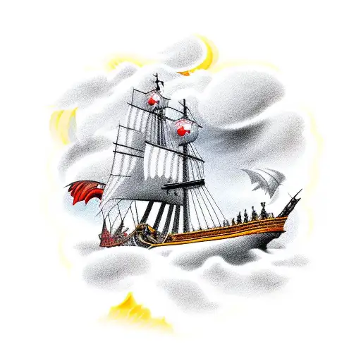 Pirate Ship In Stormy Weather