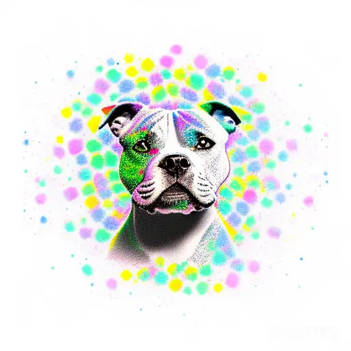 Staffordshire Bull Terrier Rainbow Pawprint