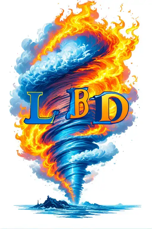 Tornado Made From Fire And Water Originating From Heaven With The Letters Lb And D Incorporated