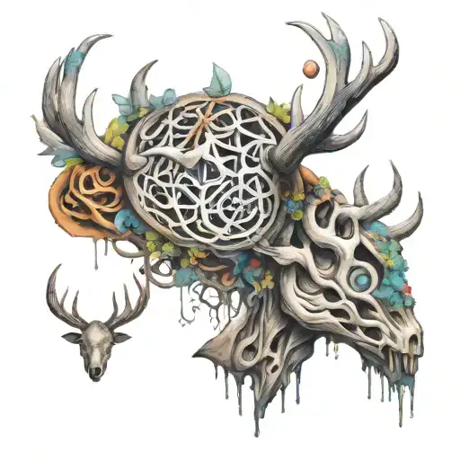 Deer Horns And Boomerangs Flying Around A Brain