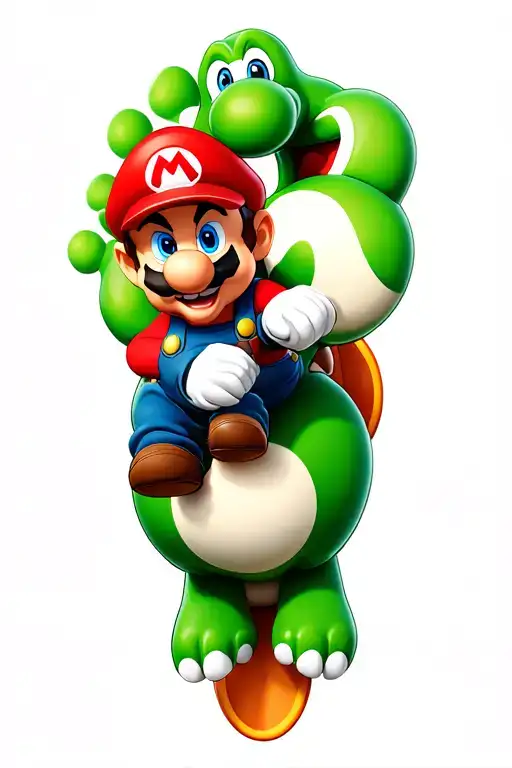 Mario Bros Riding Yoshi