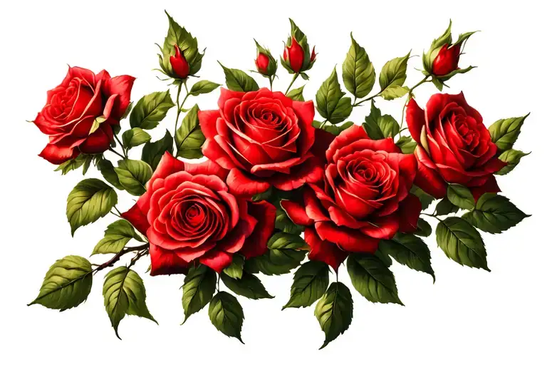 Red Roses Going Horizontal On A Branch