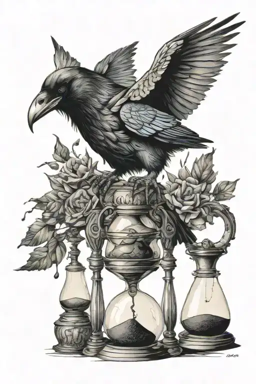 Raven Ontop An Hour Glass