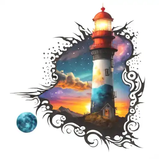 Cosmic Colorful Night Sky Lighthouse Spikes