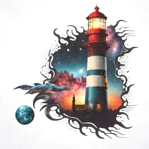 Cosmic Colorful Night Sky Lighthouse Spikes