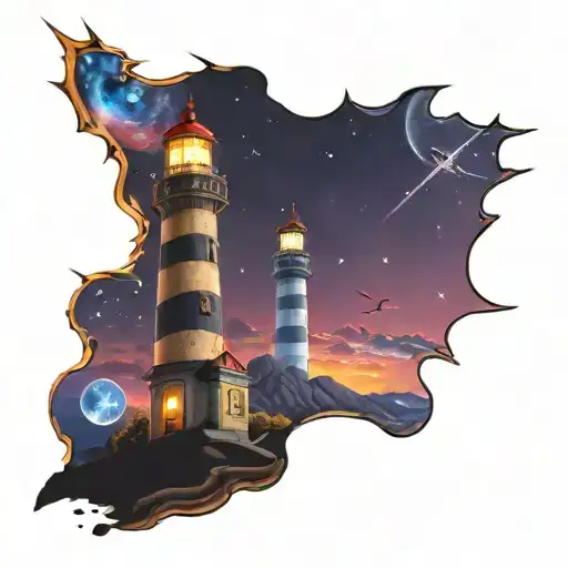 Cosmic Colorful Night Sky Lighthouse Spikes