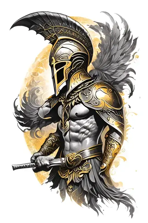 Black Color With Gold Trim Spartan