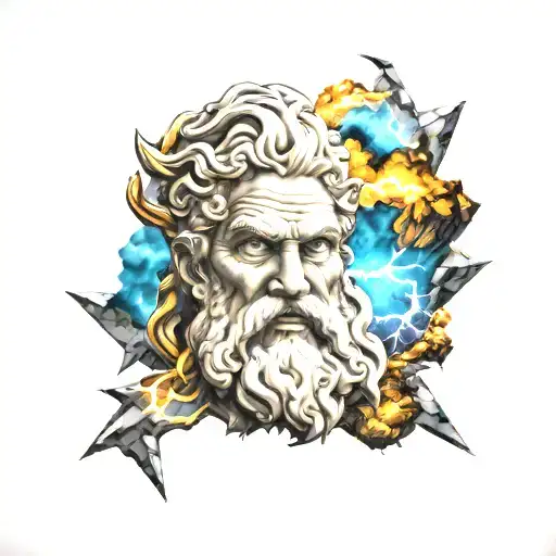 Zeus' Face And Mountain And Lightning