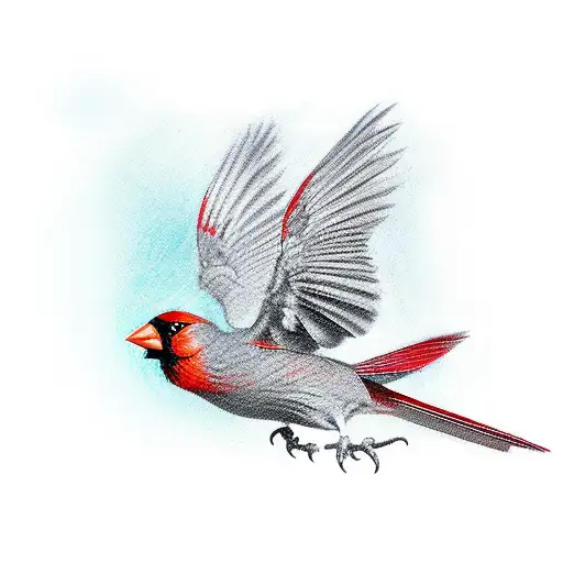 Northern Cardinal Flying Away From A Bird Cage