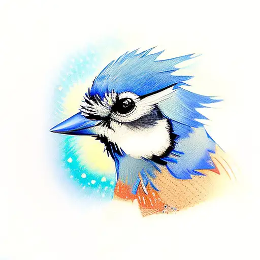 Abstract Van Gogh Blue Jay Bird