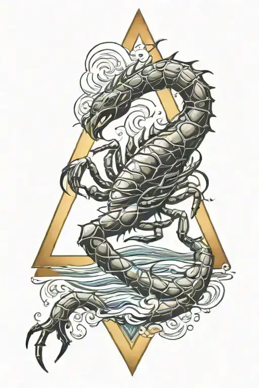 Scorpion Singo And Sea Waves Inside A Triangle