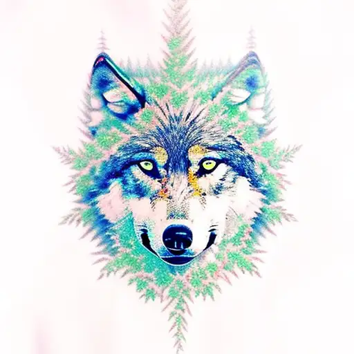 Wolf With Trees Behind