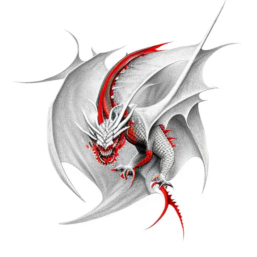 A Black And A Red Dragon Fighting