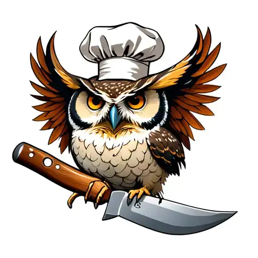 Owl Chef With Chef Knife