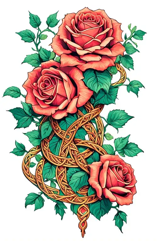 Intricate Intertwined Vine With Tiny Celtic Roses Wrap Around Arm