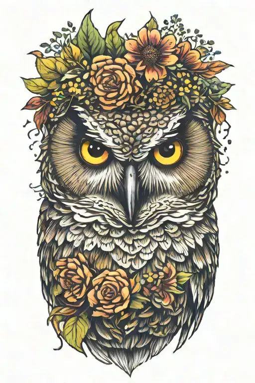 Owl Wearing Wildflower Crown