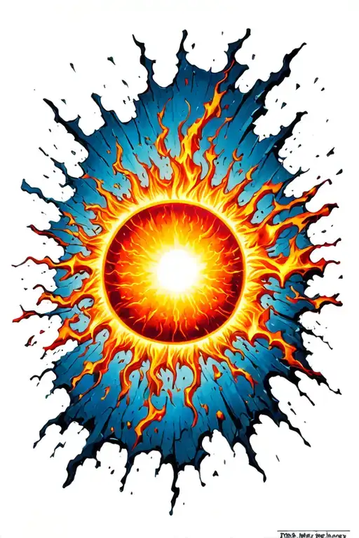 A Burning Sun Shattering Into Pieces