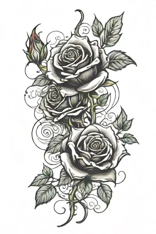 Black And Red Roses Intertwined
