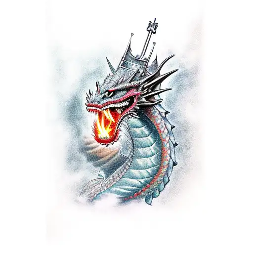 Dragon With A Crown Breathing Fire