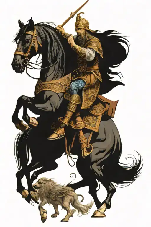 Norse Mythology With Odin Riding Sleipnir Viking Horse Prancing Wolves Amd Ravens